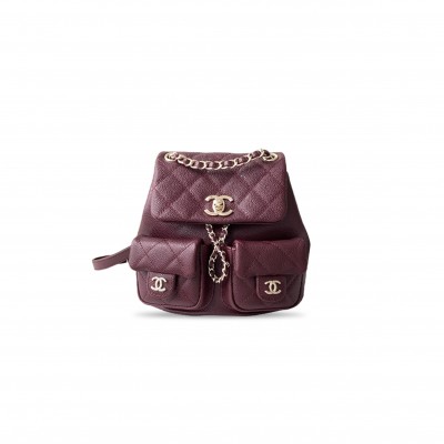 CHANEL MASTER SMALL DUMA BACKPACK MATELASSE CAVIAR LEATHER AS3787 (17.5*16.5*10cm)